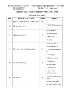 Trang đầu Đề cương ôn tập Học kì 2 Tiếng Anh 12 năm 2025-2026 trường THPT Đào Sơn Tây (TP Hồ Chí Minh)