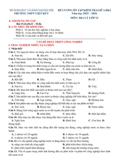 Trang đầu Đề cương ôn tập Giữa kì 2 Địa lí 12 năm 2025-2026 trường THPT Việt Đức (Hà Nội)