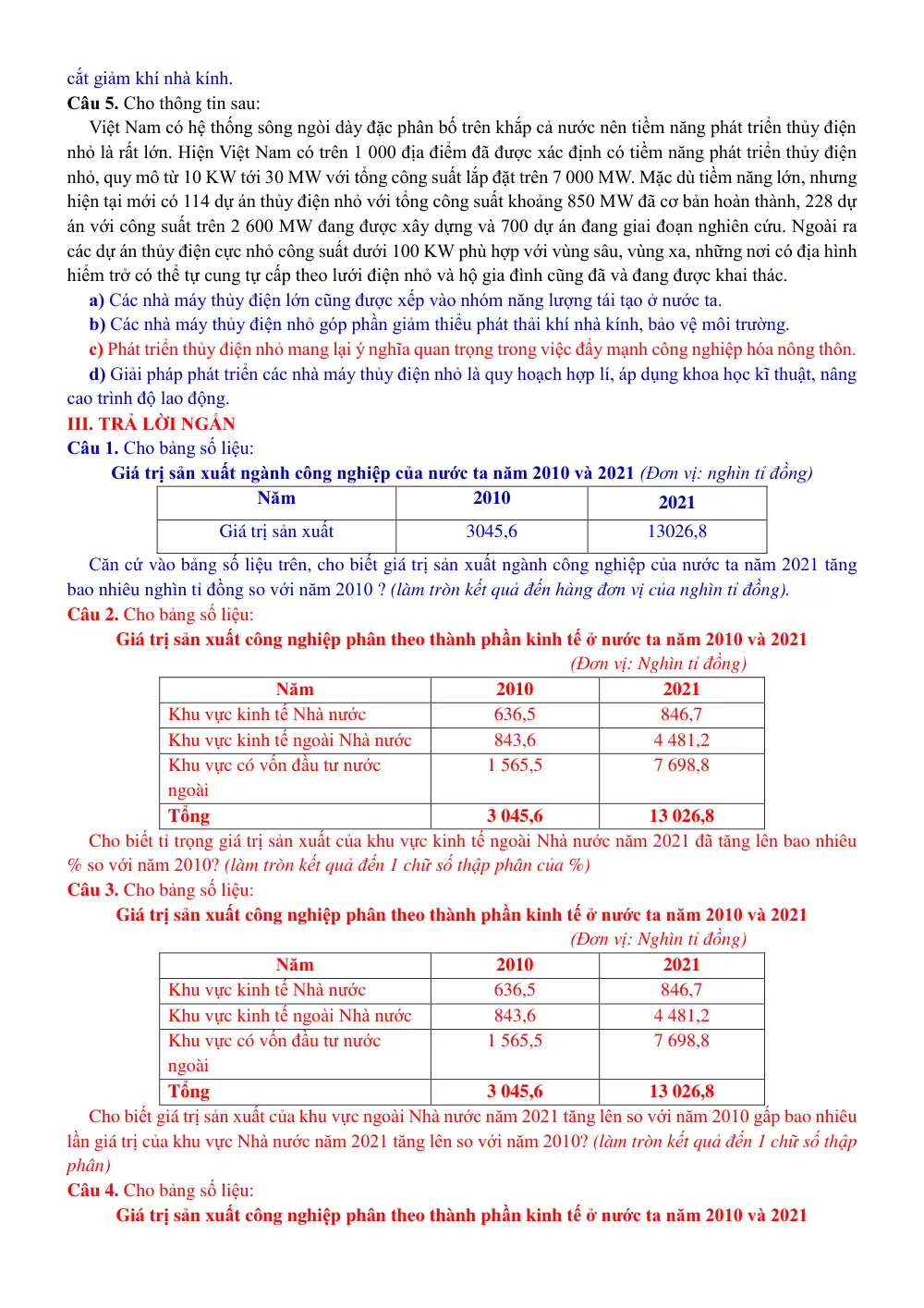 Đề cương ôn tập Giữa kì 2 Địa lí 12 năm 2024-2025 trường THPT Việt Đức (Hà Nội) - trang 6