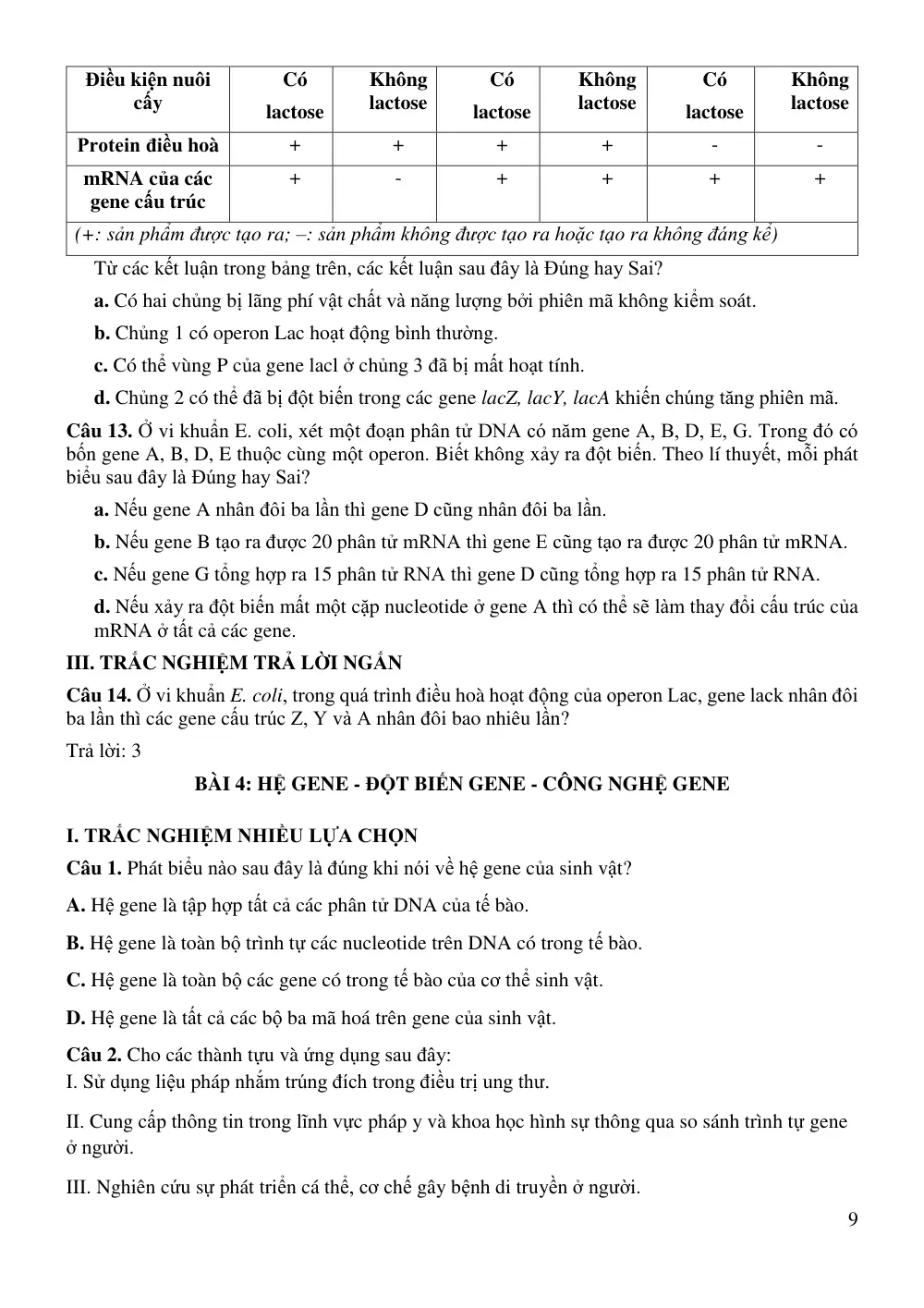 Đề cương ôn tập Học kì 1 Sinh học 12 năm 2025-2026 trường THPT An Khánh (Cần Thơ) - trang 9