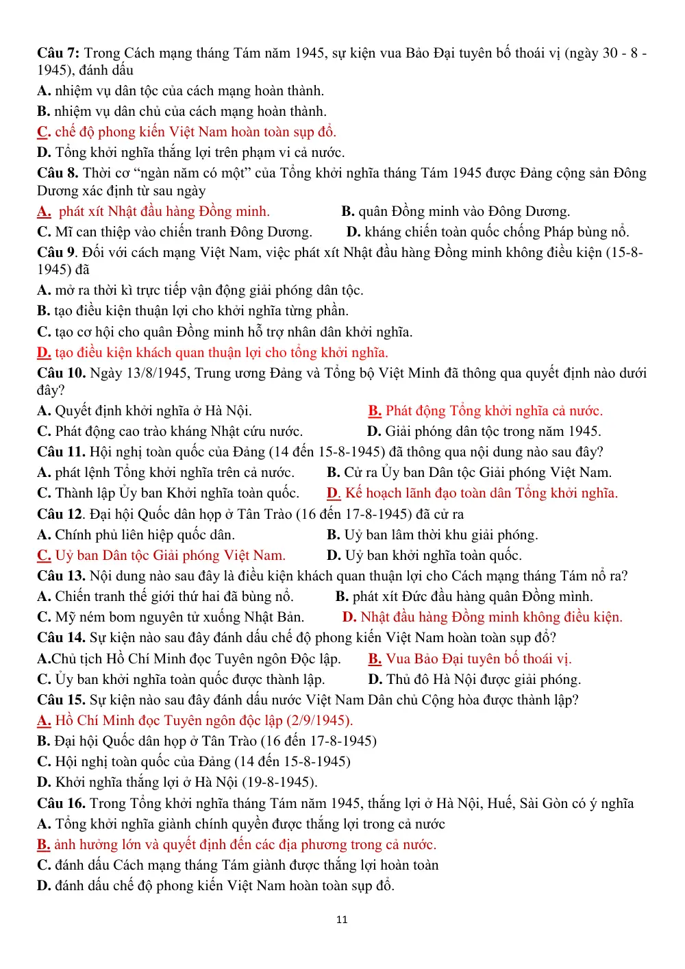 Đề cương ôn tập Học kì 1 Lịch sử 12 năm 2025-2026 trường THPT An Khánh (Cần Thơ) - trang 11