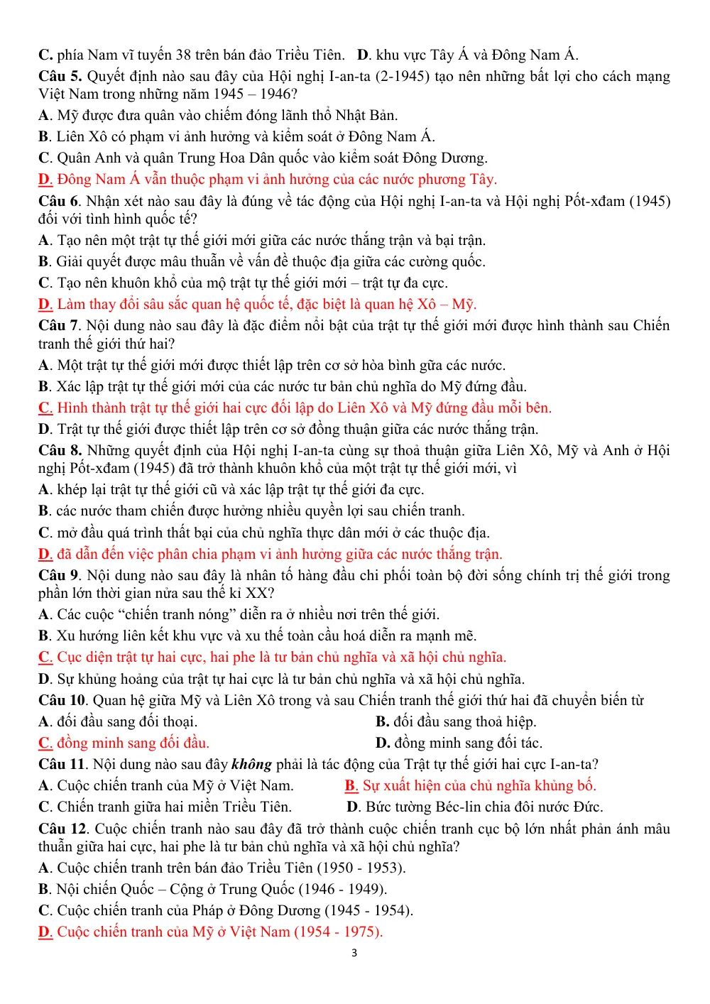 Đề cương ôn tập Học kì 1 Lịch sử 12 năm 2025-2026 trường THPT An Khánh (Cần Thơ) - trang 3