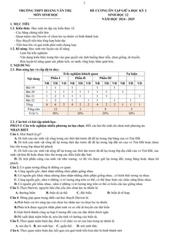 Trang đầu Đề cương ôn tập Giữa kì 2 Sinh học 12 năm 2024-2025 trường THPT Hoàng Văn Thụ (Hà Nội)