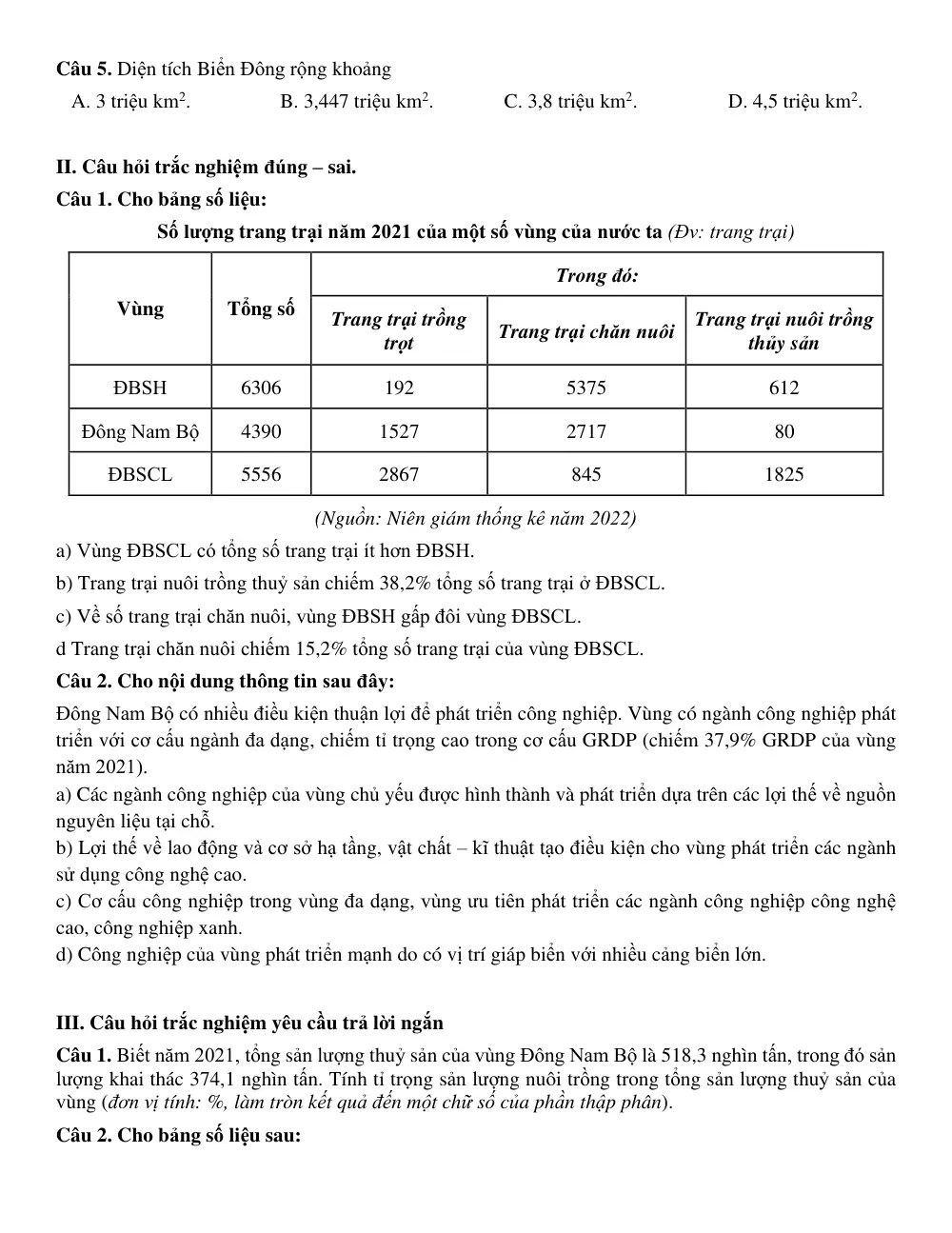 Đề cương ôn tập Học kì 2 Địa lí 12 năm 2024-2025 trường THPT Trần Phú (Hà Nội) - trang 2