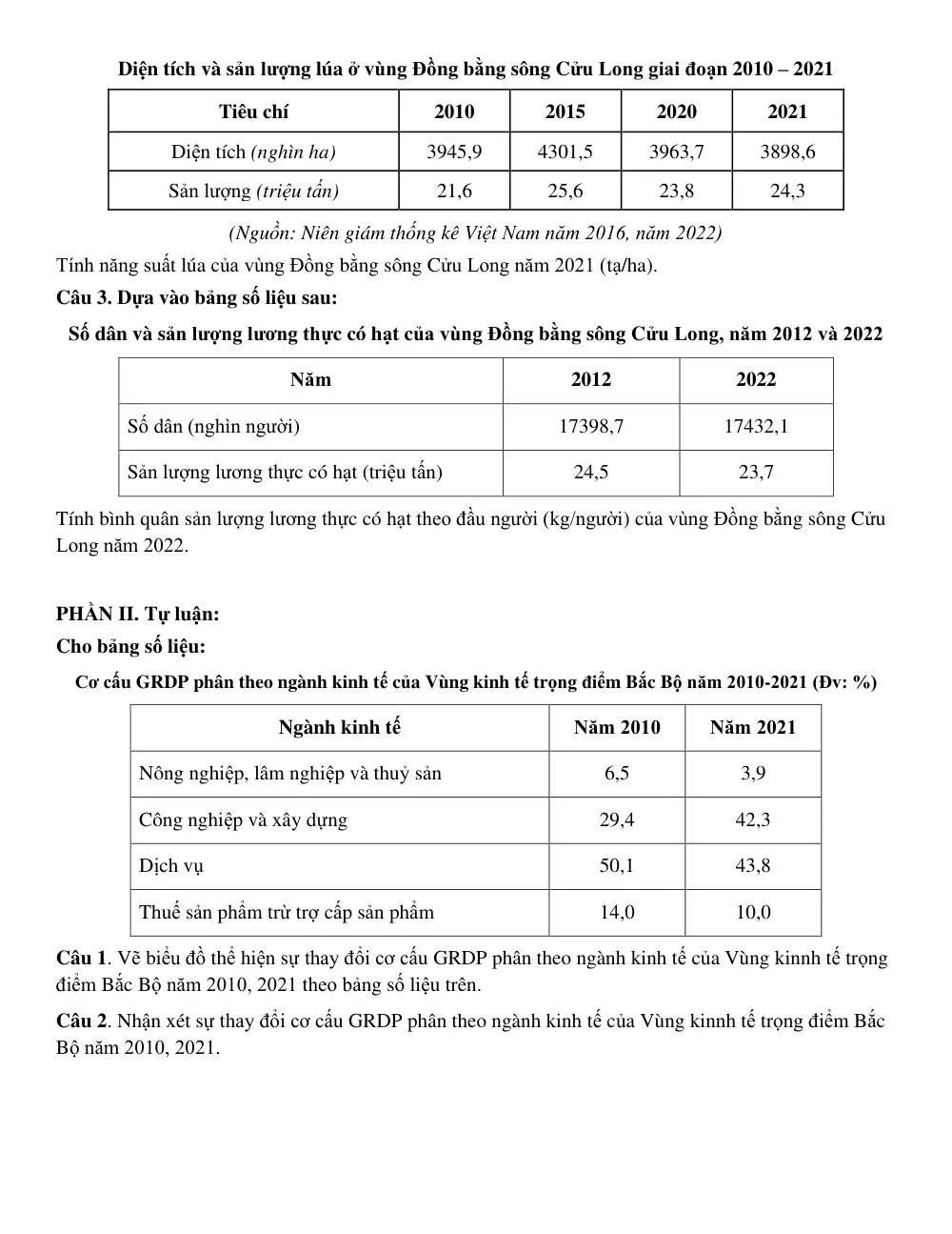 Đề cương ôn tập Học kì 2 Địa lí 12 năm 2024-2025 trường THPT Trần Phú (Hà Nội) - trang 3
