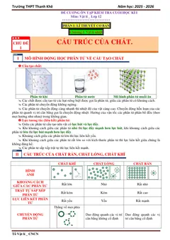 Trang đầu Đề cương ôn tập Học kì 1 Vật lí 12 năm 2025-2026 trường THPT Thanh Khê (Đà Nẵng)
