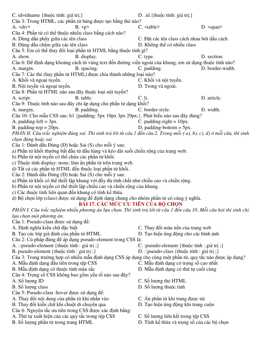 Đề cương ôn tập Giữa kì 2 Tin học 12 năm 2024-2025 trường THPT Yên Dũng Số 2 (Bắc Ninh) - trang 2