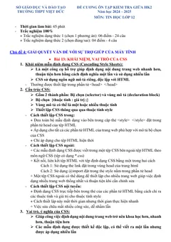 Trang đầu Đề cương ôn tập Giữa kì 2 Tin học 12 năm 2024-2025 trường THPT Việt Đức (Hà Nội)