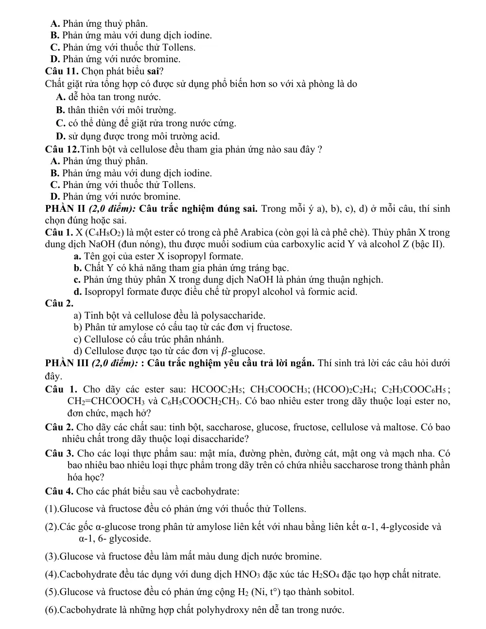 Đề cương ôn tập Giữa kì 1 Hóa học 12 năm 2025-2026 trường THPT Hoàng Văn Thụ (Hà Nội) - trang 14