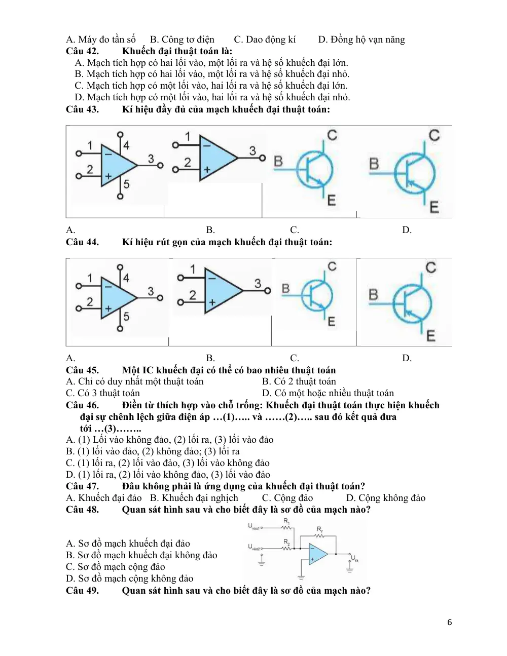 Đề cương ôn tập Học kì 2 Công nghệ Công nghiệp 12 năm 2024-2025 trường THPT Đào Sơn Tây (TP Hồ Chí Minh) - trang 6