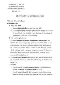 Trang đầu Đề cương ôn tập Học kì 1 Ngữ văn 11 năm 2023-2024 trường THPT Linh Trung (TP Hồ Chí Minh)