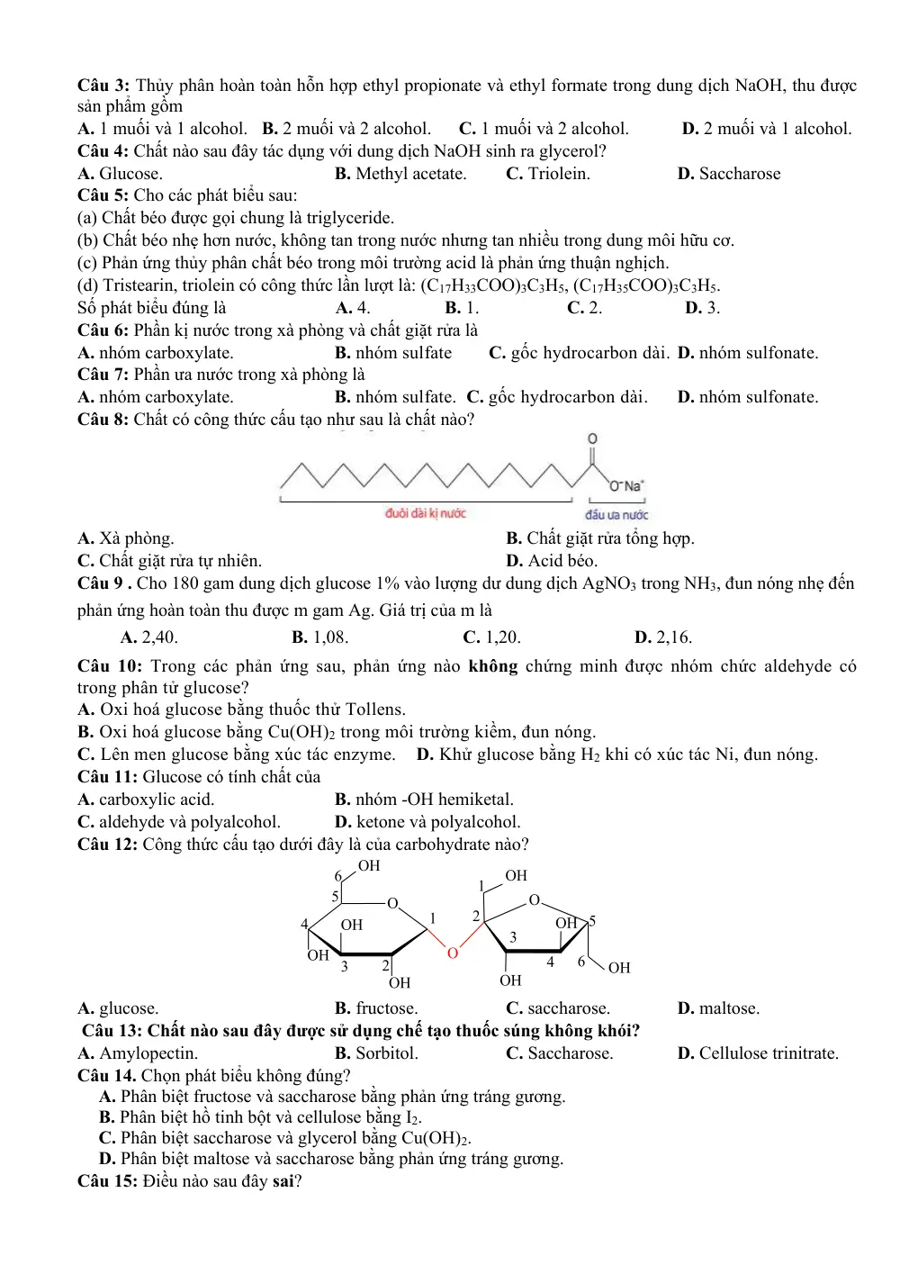 Đề cương ôn tập Học kì 1 Hóa học 12 năm 2025-2026 trường THPT Bắc Kạn (Thái Nguyên) - trang 4