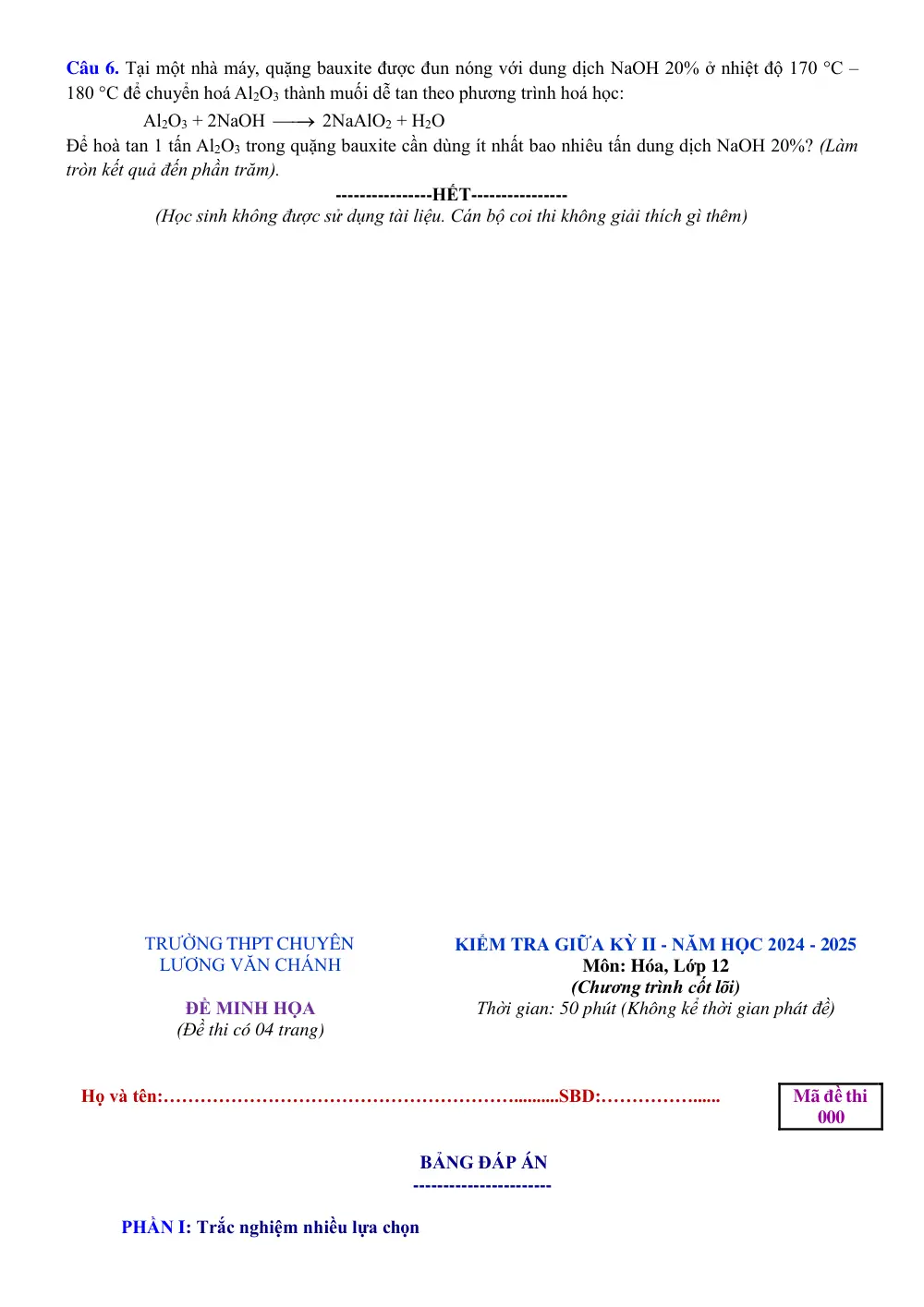 Đề cương ôn tập Giữa kì 2 Hóa học 12 năm 2025-2026 trường THPT Lương Văn Chánh (Đắk Lắk) - trang 11
