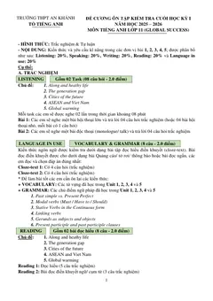 Trang đầu Đề cương ôn tập Học kì 1 Tiếng Anh 11 năm 2025-2026 trường THPT An Khánh (Cần Thơ)