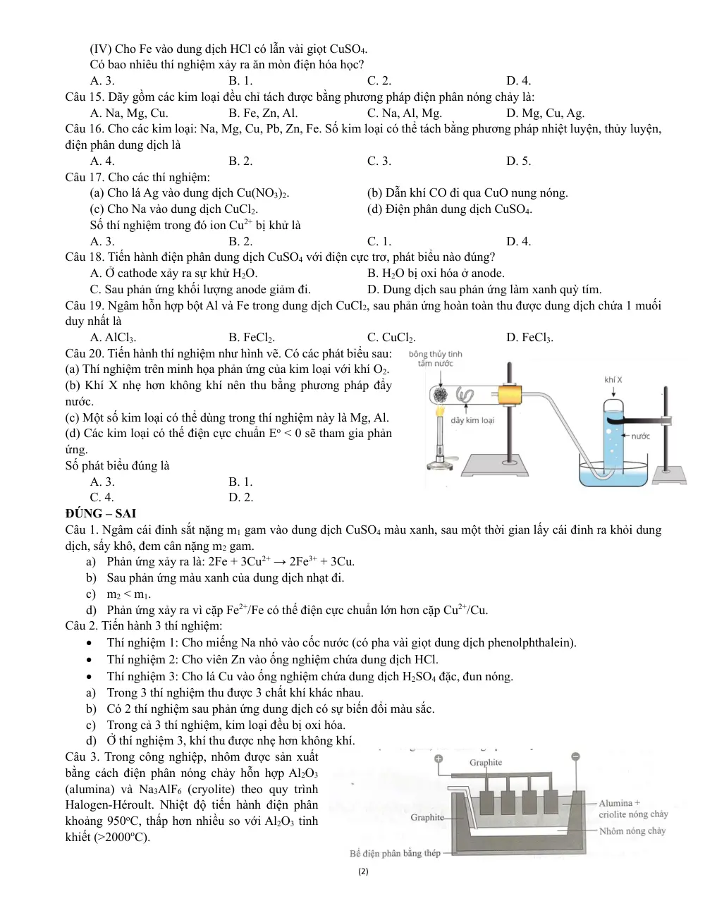 Đề cương ôn tập Học kì 2 Hóa học 12 năm 2024-2025 trường THPT Trần Phú (Hà Nội) - trang 2