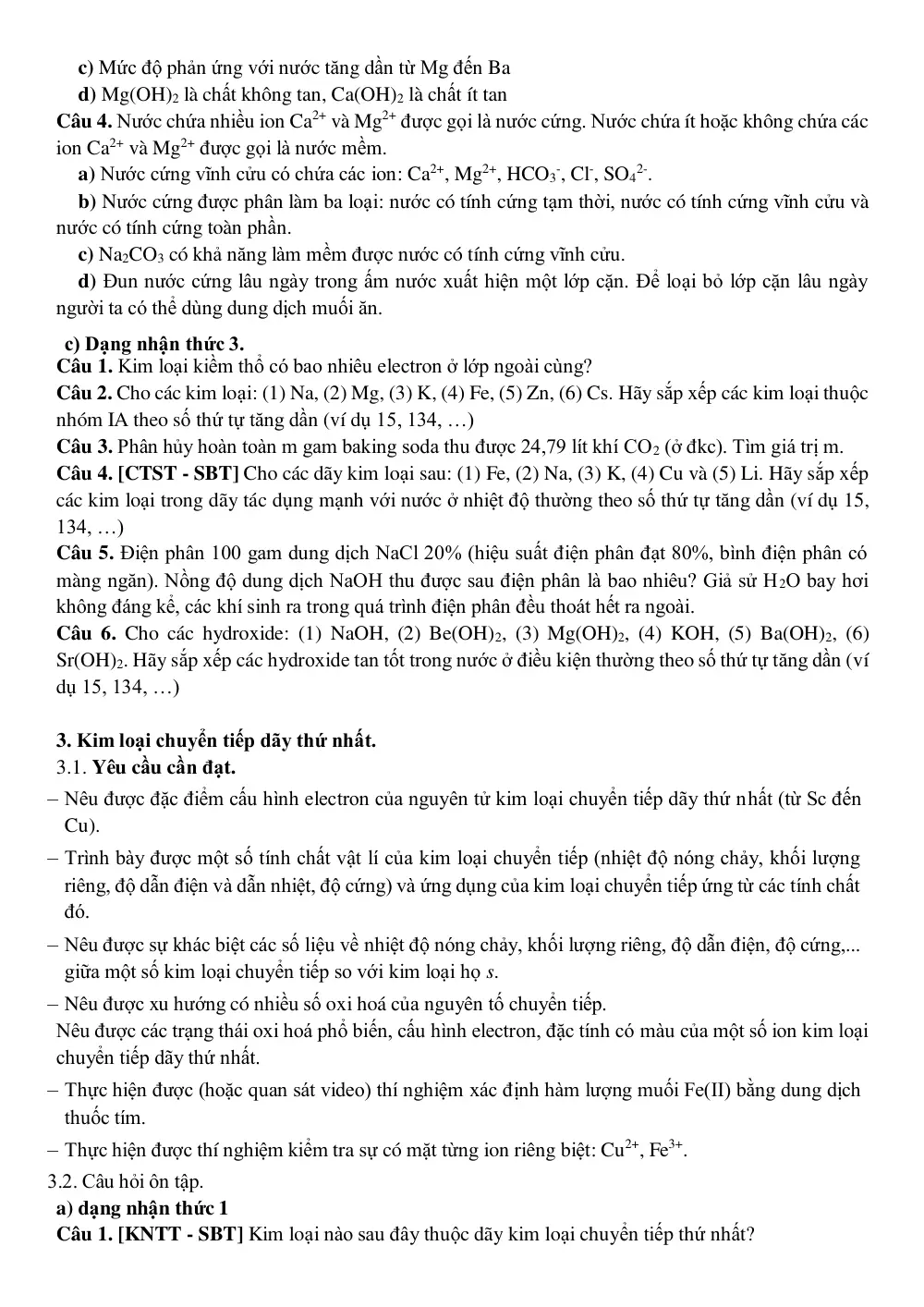 Đề cương ôn tập Học kì 2 Hóa học 12 năm 2024-2025 trường THPT An Khánh (Cần Thơ) - trang 9