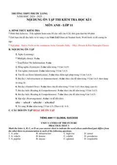 Trang đầu Đề cương ôn tập Học kì 1 Tiếng Anh 11 năm 2024-2025 trường THPT Phước Long (TP Hồ Chí Minh)
