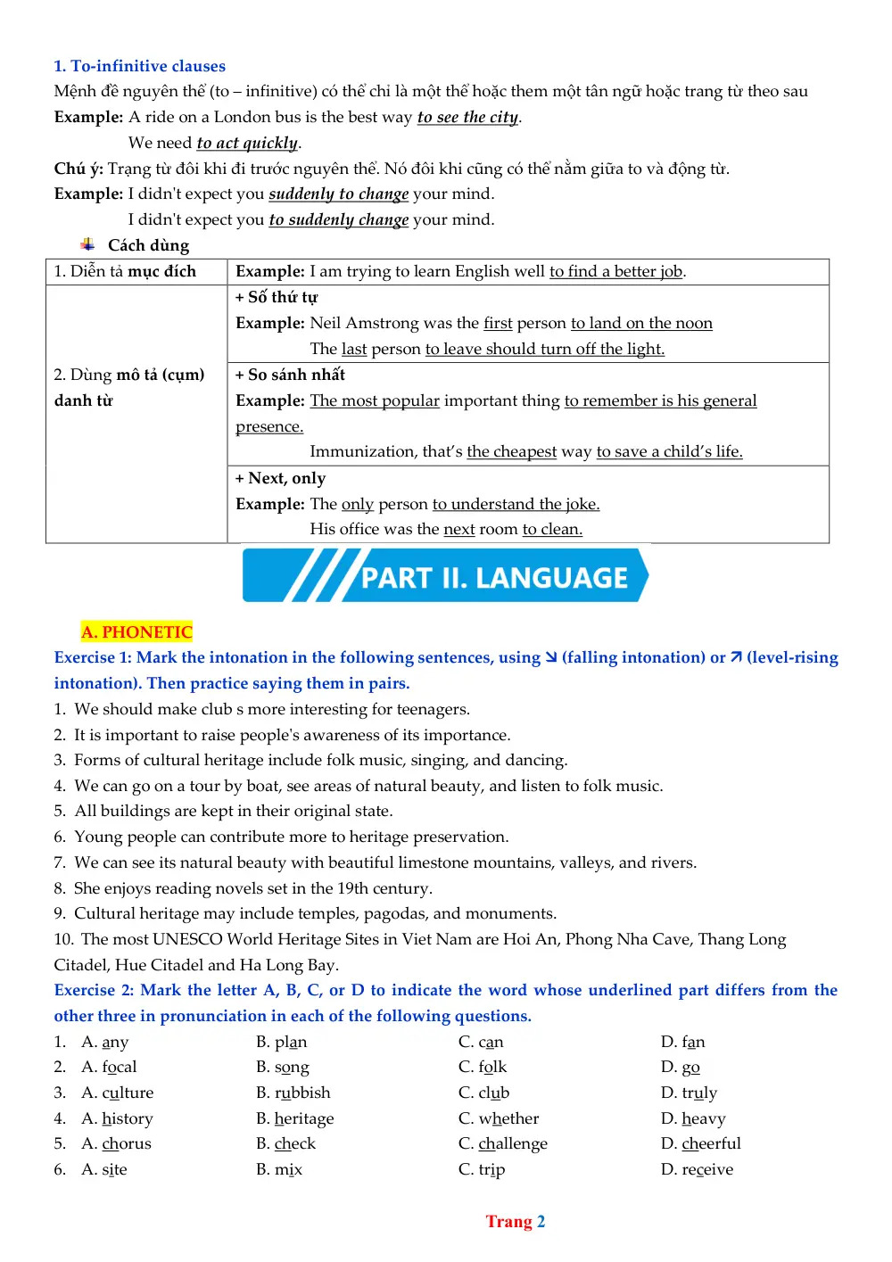 Đề cương ôn tập Học kì 2 Tiếng Anh 11 năm 2025-2026 trường THPT Bắc Kạn (Thái Nguyên) Part 1 - trang 2