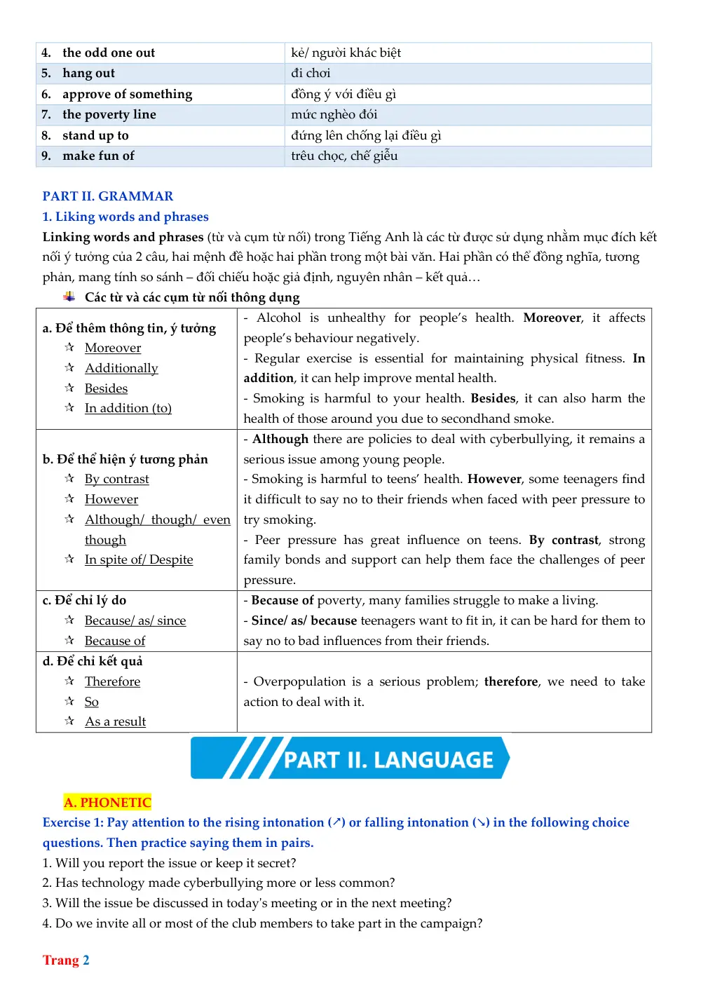 Đề cương ôn tập Học kì 2 Tiếng Anh 11 năm 2025-2026 trường THPT Bắc Kạn (Thái Nguyên) Part 3 - trang 2