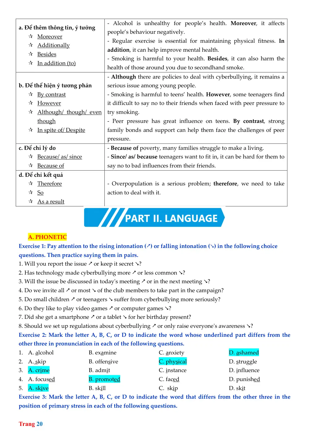 Đề cương ôn tập Học kì 2 Tiếng Anh 11 năm 2025-2026 trường THPT Bắc Kạn (Thái Nguyên) Part 3 - trang 20
