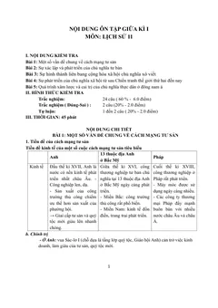 Trang đầu Đề cương ôn tập Giữa kì 1 Lịch sử 11 năm 2025-2026 trường THPT Bùi Hữu Nghĩa (Cần Thơ)