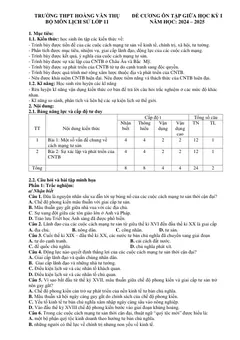 Trang đầu Đề cương ôn tập Giữa kì 1 Lịch sử 11 năm 2024-2025 trường THPT Hoàng Văn Thụ (Hà Nội)