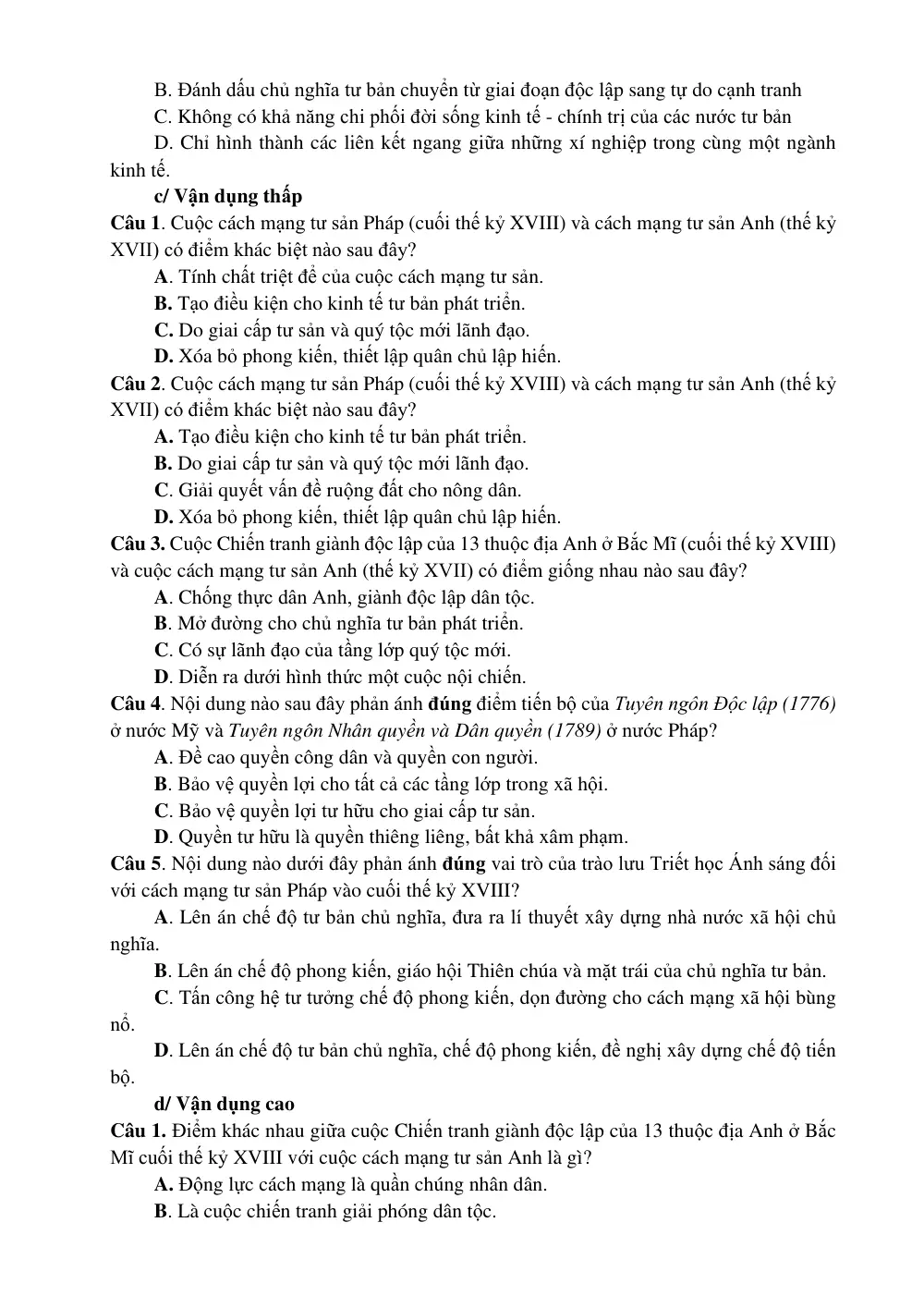 Đề cương ôn tập Giữa kì 1 Lịch sử 11 năm 2023-2024 trường THPT Hoàng Văn Thụ (Hà Nội) - trang 5