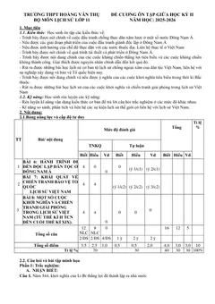 Trang đầu Đề cương ôn tập Giữa kì 2 Lịch sử 11 năm 2025-2026 trường THPT Hoàng Văn Thụ (Hà Nội)