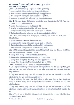 Trang đầu Đề cương ôn tập Giữa kì 2 Lịch sử 11 năm 2023-2024 trường THPT Trần Nhân Tông (Đắk Lắk)