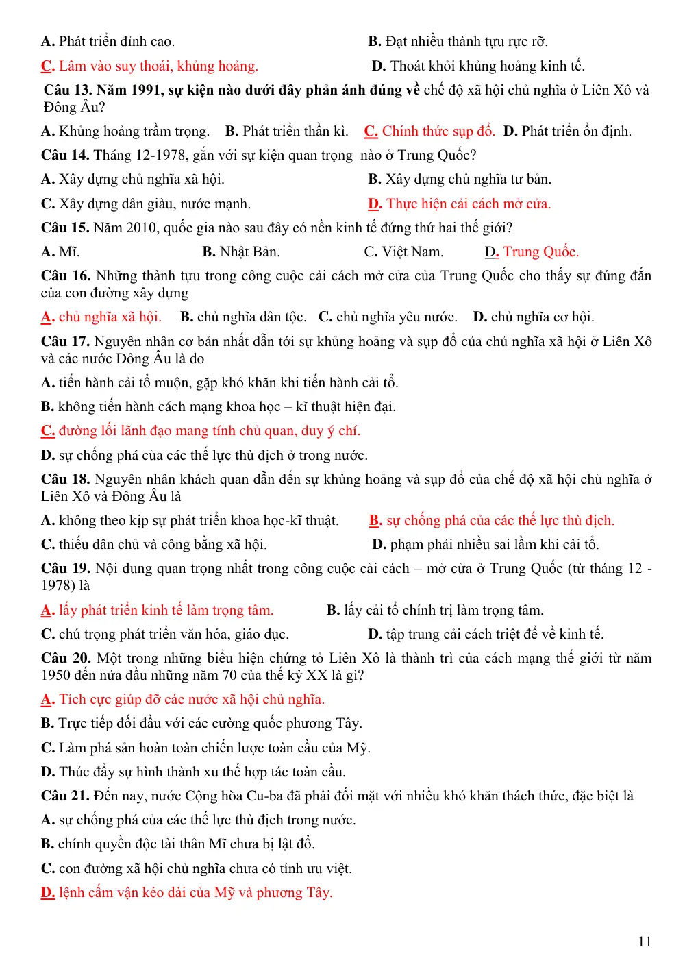 Đề cương ôn tập Học kì 1 Lịch sử 11 năm 2025-2026 trường THPT An Khánh (Cần Thơ) - trang 11