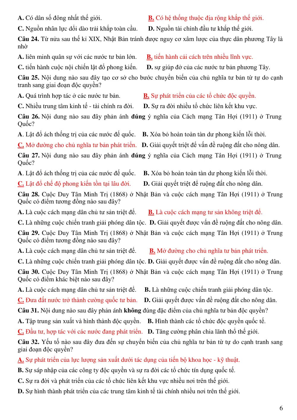 Đề cương ôn tập Học kì 1 Lịch sử 11 năm 2025-2026 trường THPT An Khánh (Cần Thơ) - trang 6