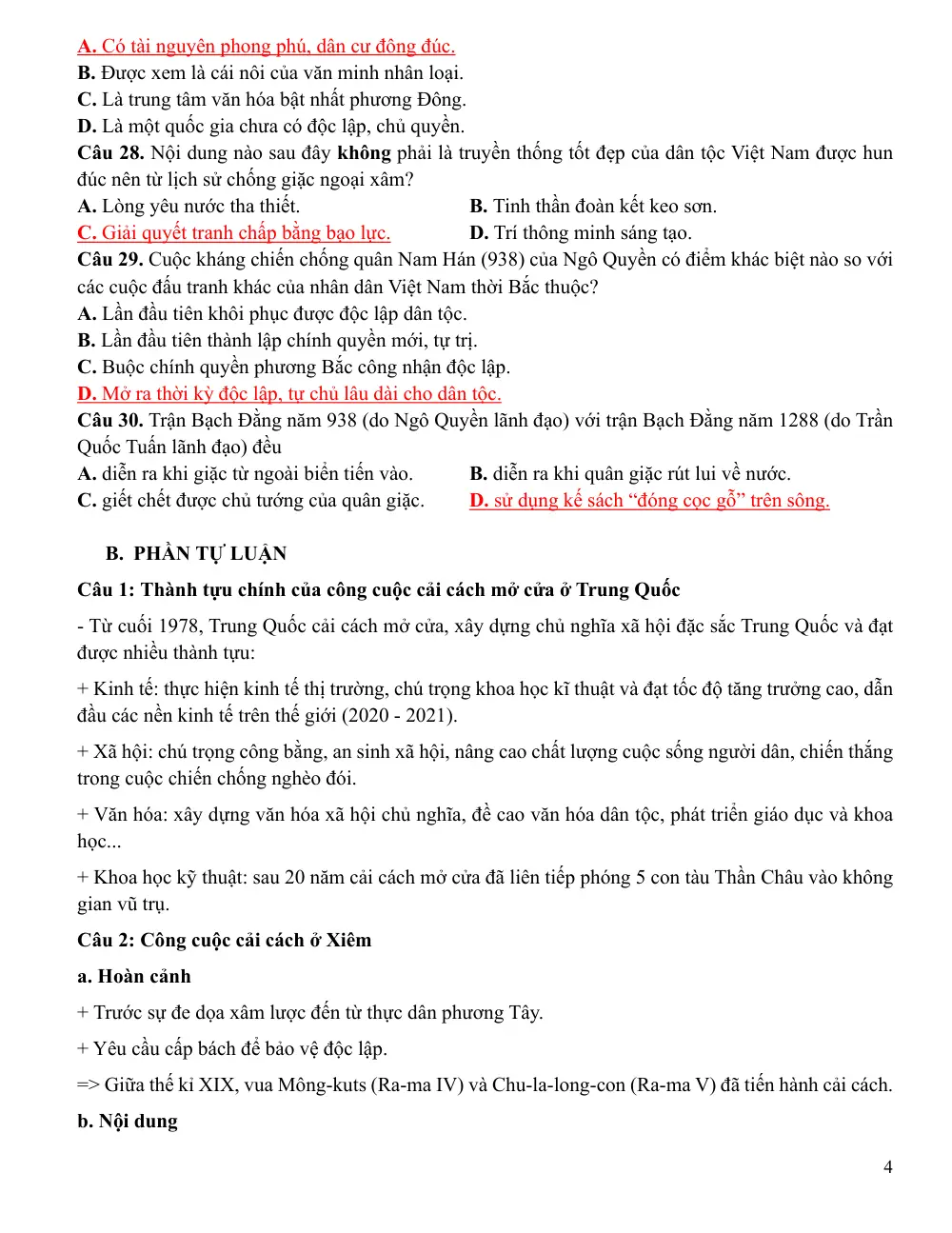 Đề cương ôn tập Học kì 1 Lịch sử 11 năm 2023-2024 trường THPT Linh Trung (TP Hồ Chí Minh) - trang 4