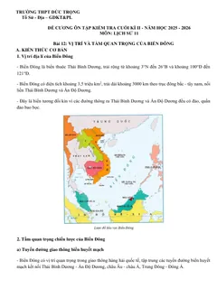 Trang đầu Đề cương ôn tập Học kì 2 Lịch sử 11 năm 2025-2026 trường THPT Đức Trọng (Lâm Đồng)