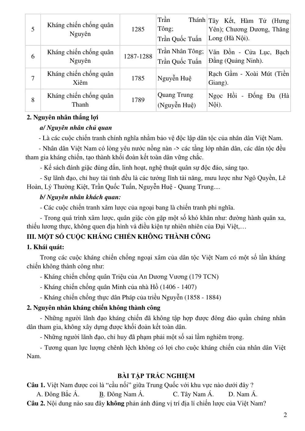 Đề cương ôn tập Học kì 2 Lịch sử 11 năm 2024-2025 trường THPT An Khánh (Cần Thơ) - trang 2
