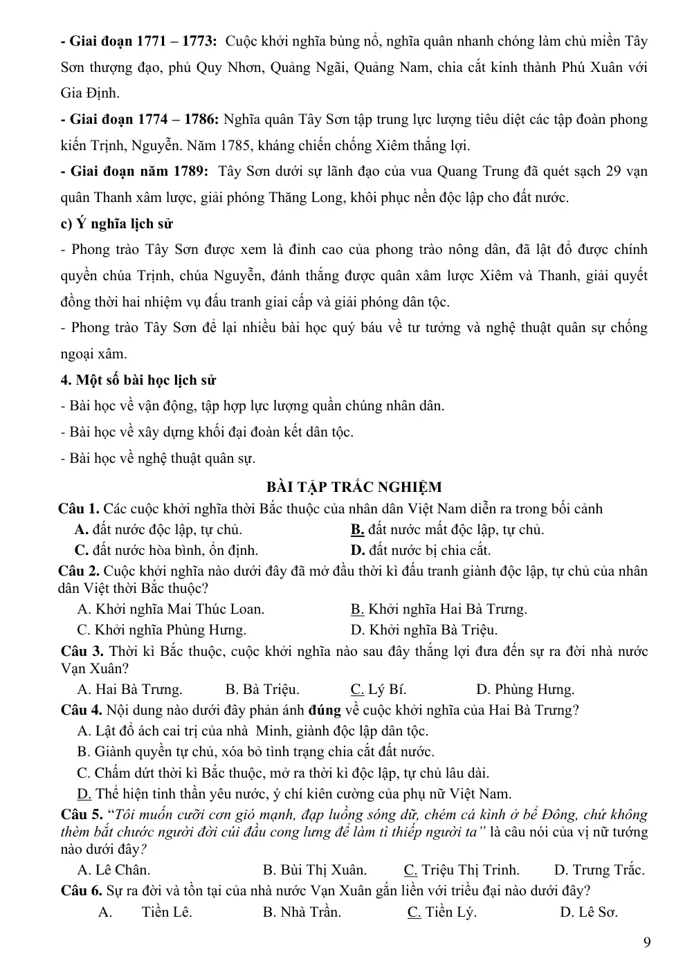 Đề cương ôn tập Học kì 2 Lịch sử 11 năm 2024-2025 trường THPT An Khánh (Cần Thơ) - trang 9