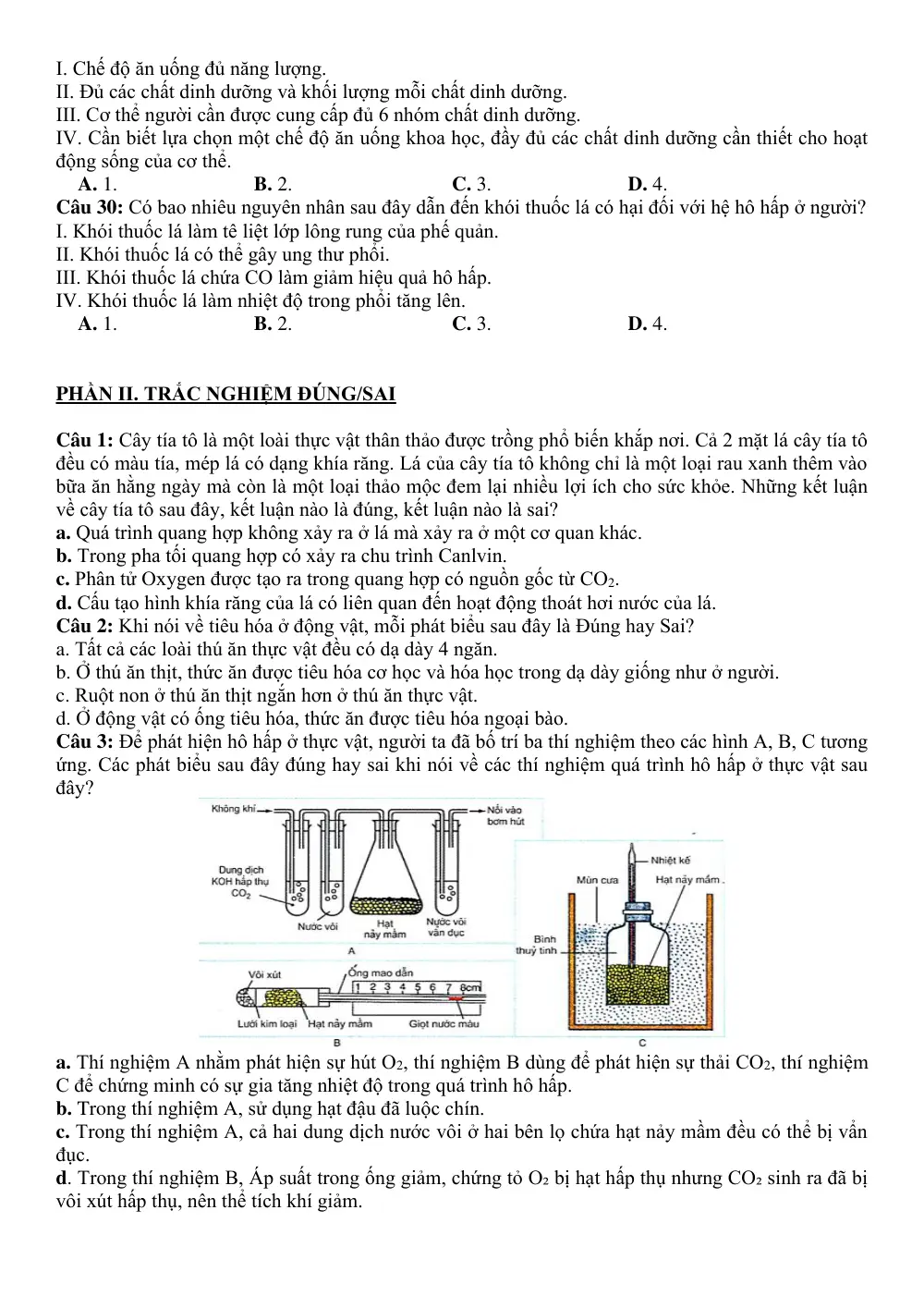 Đề cương ôn tập Giữa kì 1 Sinh học 11 năm 2025-2026 trường THPT A Túc (Quảng Trị) - trang 4