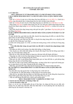 Trang đầu Đề cương ôn tập Giữa kì 1 Sinh học 11 năm 2025-2026 trường THPT Đức Trọng (Lâm Đồng)
