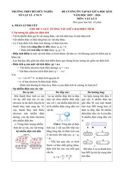 Trang đầu Đề cương ôn tập Giữa kì 2 Vật lí 11 năm 2025-2026 trường THPT Bùi Hữu Nghĩa (Cần Thơ)
