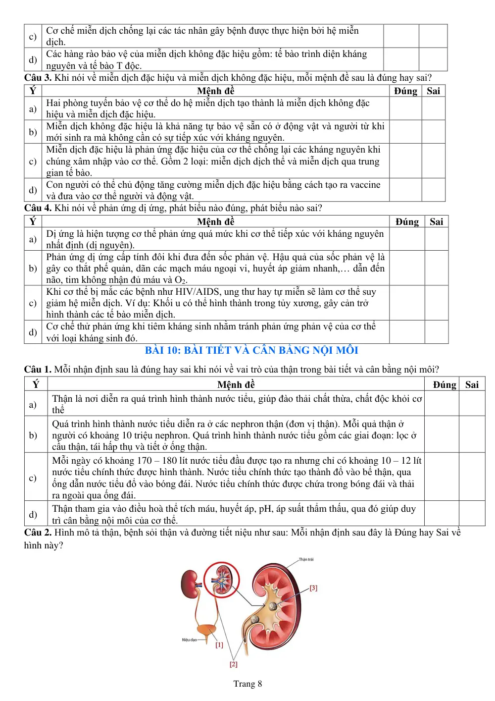 Đề cương ôn tập Học kì 1 Sinh học 11 năm 2024-2025 trường THPT Linh Trung (TP Hồ Chí Minh) - trang 8