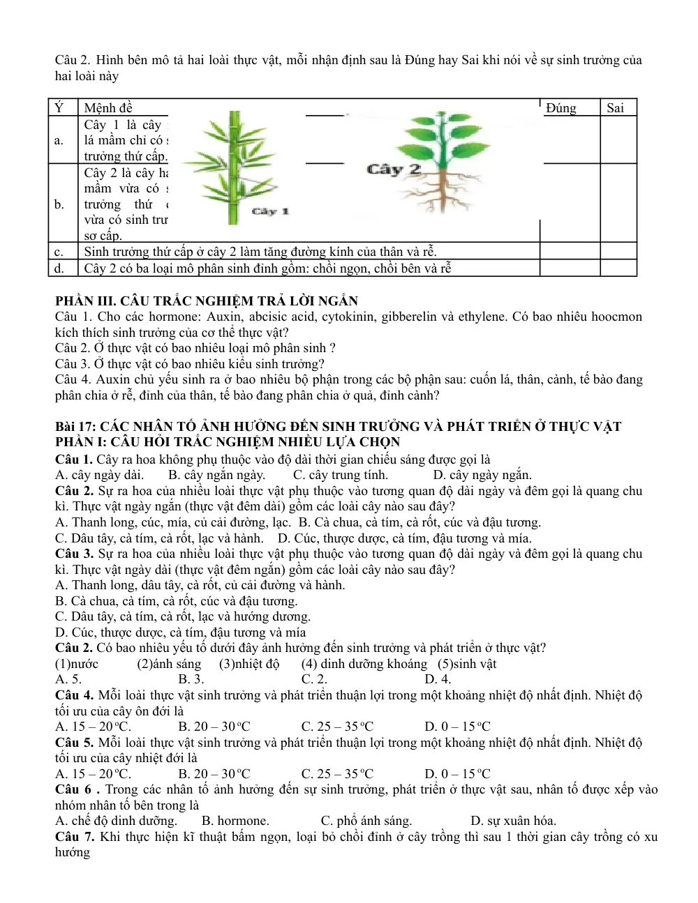 Đề cương ôn tập Giữa kì 2 Sinh học 11 năm 2025-2026 trường THPT Đức Trọng (Lâm Đồng) - trang 10