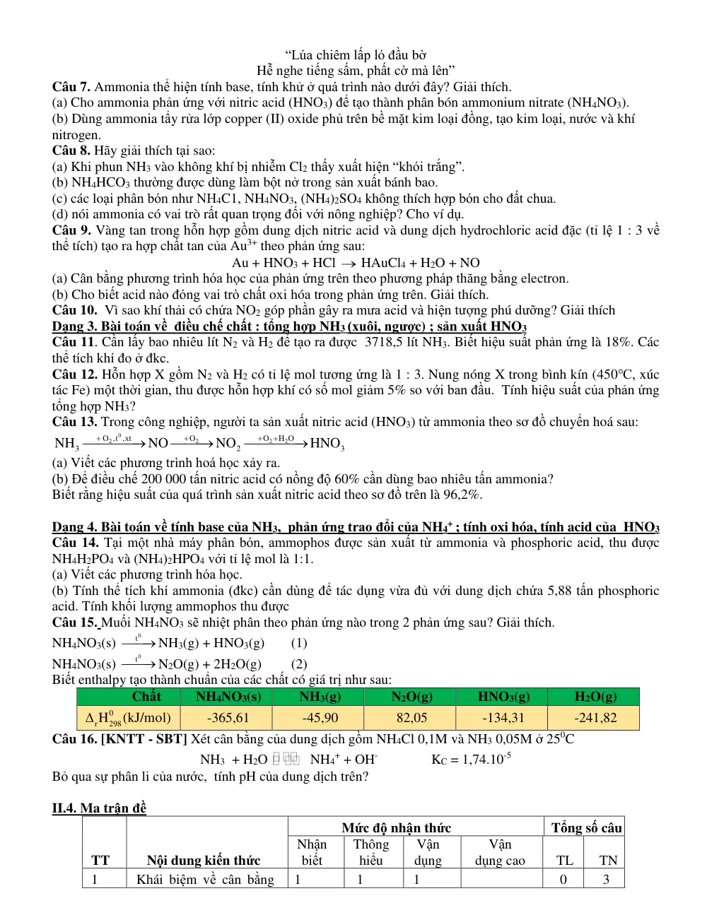 Đề cương ôn tập Giữa kì 1 Hóa học 11 năm 2023-2024 trường THPT Hoàng Văn Thụ (Hà Nội)-Ban a - trang 6