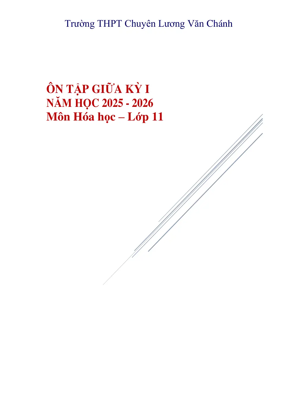Đề cương ôn tập Giữa kì 1 Hóa học 11 năm 2025-2026 trường THPT chuyên Lương Văn Chánh (Đắk Lắk) - trang 1
