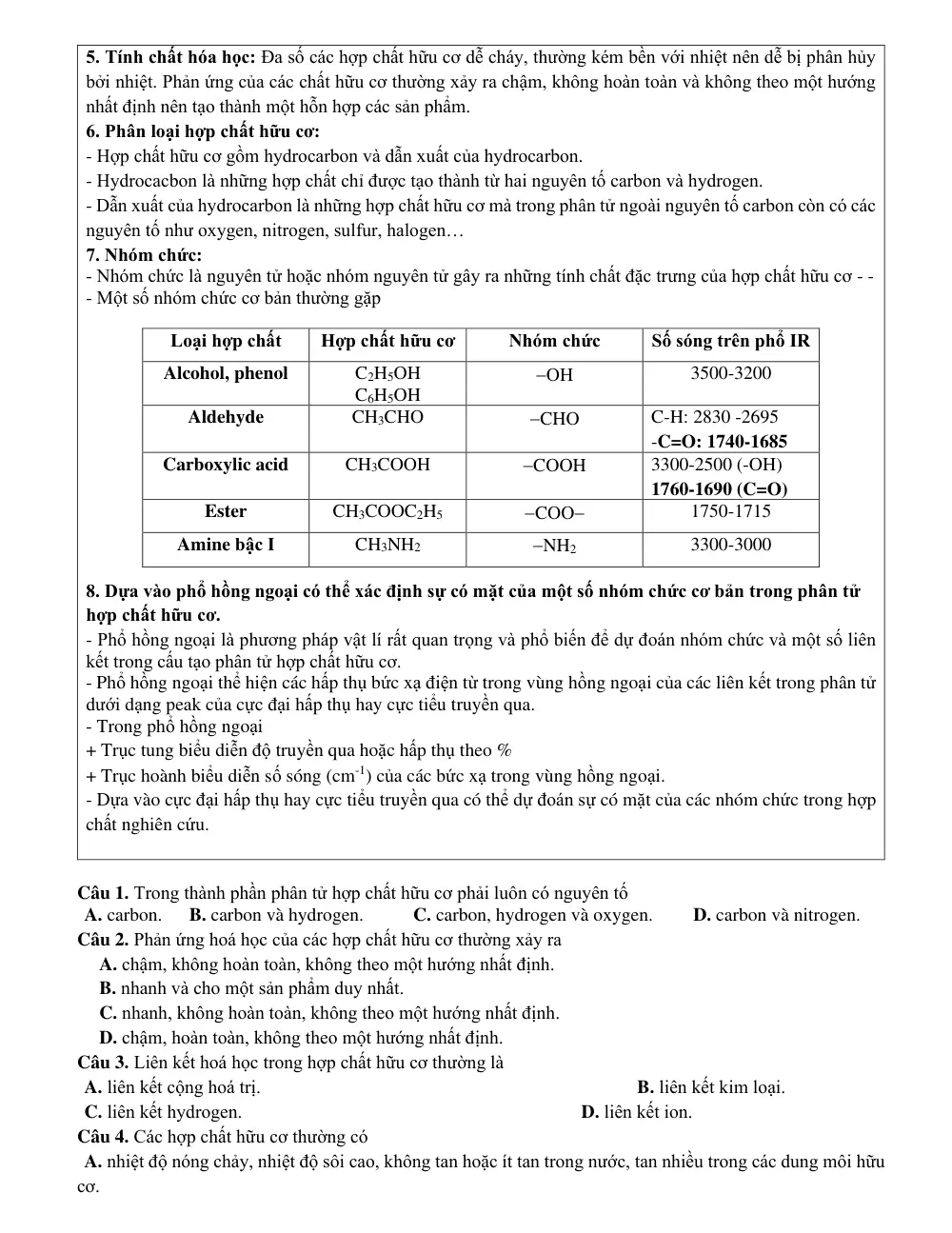 Đề cương ôn tập Học kì 1 Hóa học 11 năm 2023-2024 trường THPT Linh Trung (TP Hồ Chí Minh) - trang 5