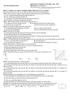 Trang đầu Đề cương ôn tập Học kì 2 Vật lí 11 năm 2024-2025 trường THPT Thanh Khê (Đà Nẵng)