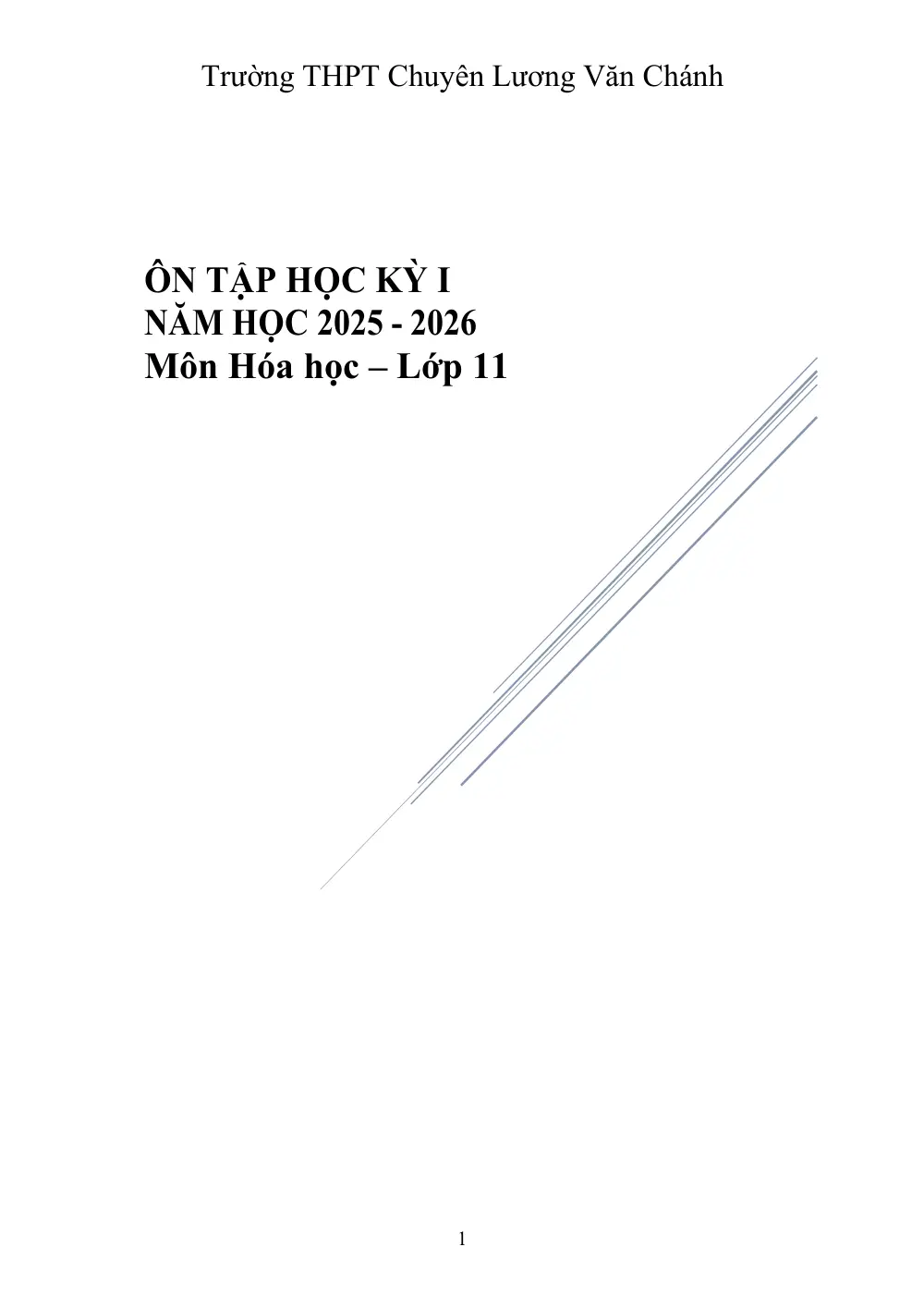Đề cương ôn tập Học kì 1 Hóa học 11 năm 2025-2026 trường THPT chuyên Lương Văn Chánh (Đắk Lắk) - trang 1