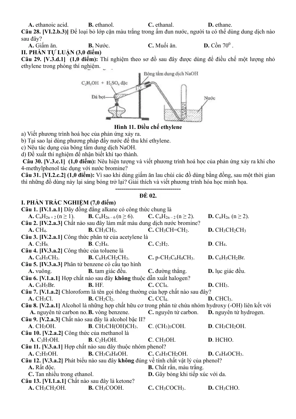 Đề cương ôn tập Học kì 2 Hóa học 11 năm 2023-2024 trường THPT Thanh Khê (Đà Nẵng) - trang 10