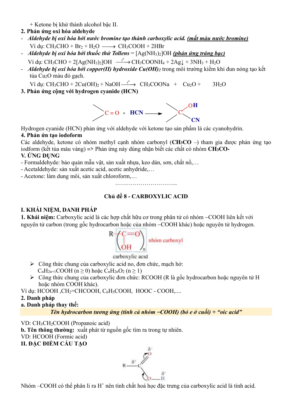 Đề cương ôn tập Học kì 2 Hóa học 11 năm 2023-2024 trường THPT Thanh Khê (Đà Nẵng) - trang 7