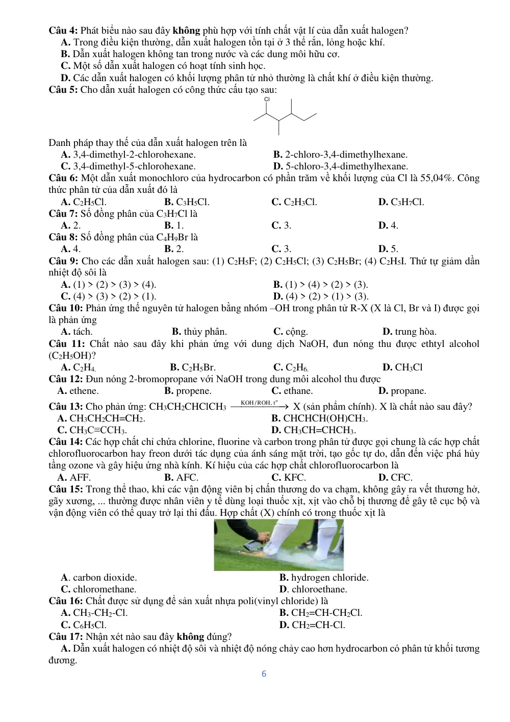 Đề cương ôn tập Học kì 2 Hóa học 11 năm 2023-2024 trường THPT Phạm Phú Thứ (Đà Nẵng) - trang 6