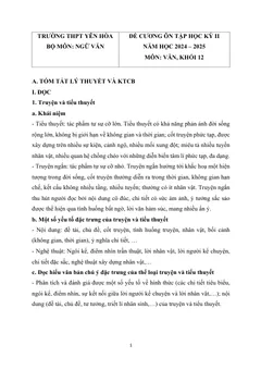 Trang đầu Đề cương ôn tập Học kì 2 Ngữ văn 12 năm 2024-2025 trường THPT Yên Hoà (Hà Nội)