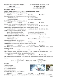 Trang đầu Đề cương ôn tập Học kì 2 Hóa học 11 năm 2024-2025 trường THPT Trần Phú (Đà Nẵng)